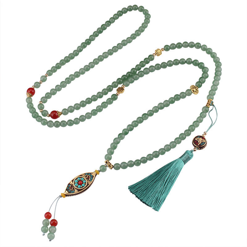 Chinese Style Long Round Beads Chain Necklaces