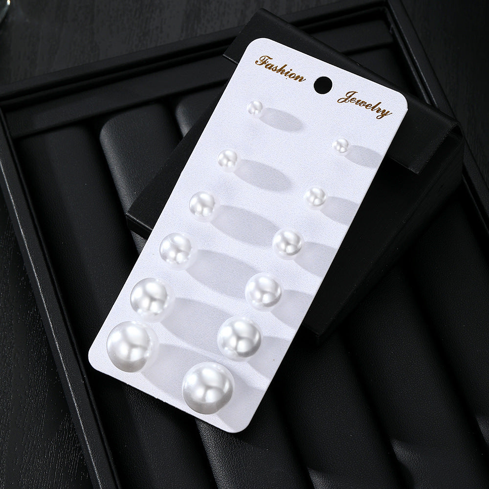 Women's Geometry Pattern Ear One Card Commuter Imitation Pearl Earings Earrings