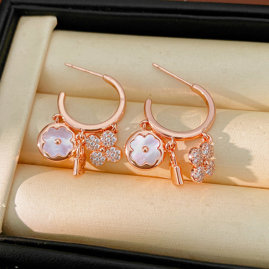 Flower Lock Fritillary Shaped Light Luxury High-grade Ear Rings