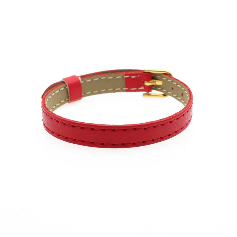 Buckle Imitation Leather Hand Strap Stitching Letter Drop Bracelet