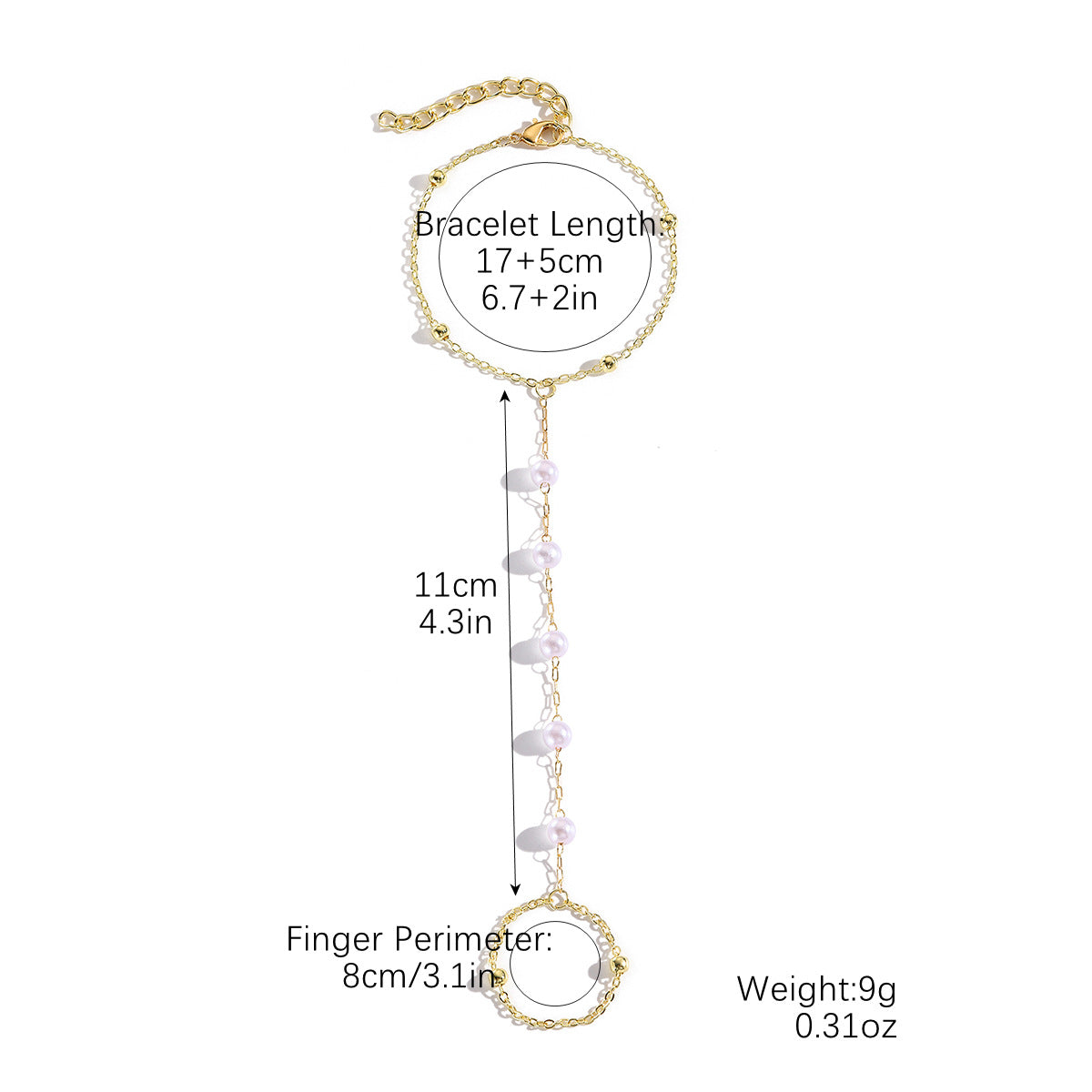 Chain Finger Simple Elegant High-grade Pearl Rhinestone Bracelets
