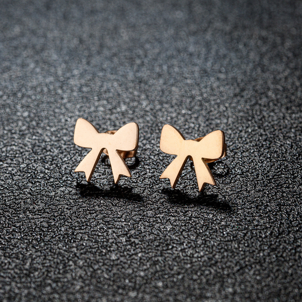 Women's Fashion Stainless Steel Personality Simple Style Bowknot Stud Earrings