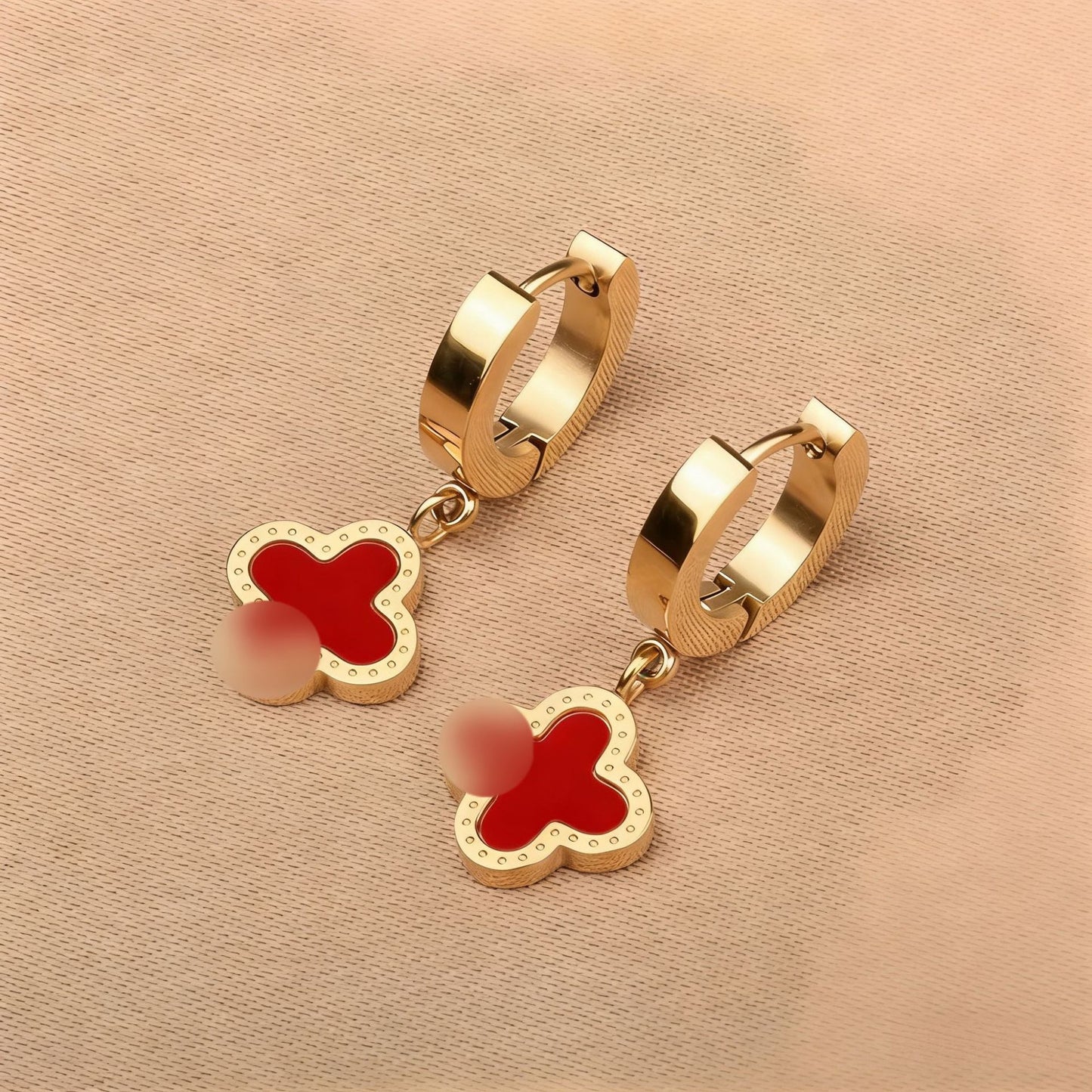 Lucky Four-leaf Clover Titanium Steel Gold Plating Fashion Earrings