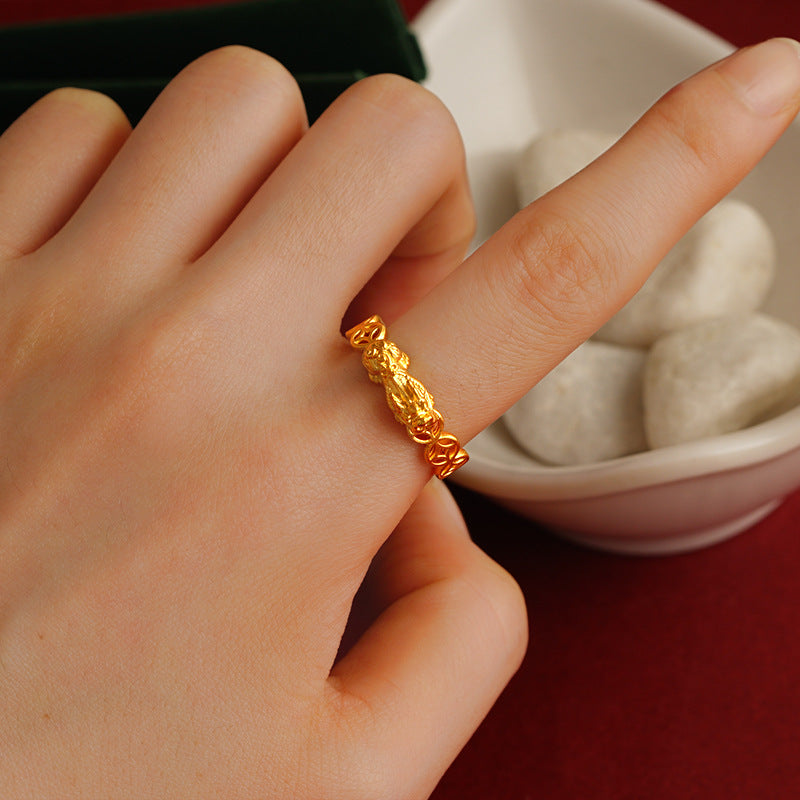 Women's Simulated Vietnam Alluvial Gold Open Coin Rings