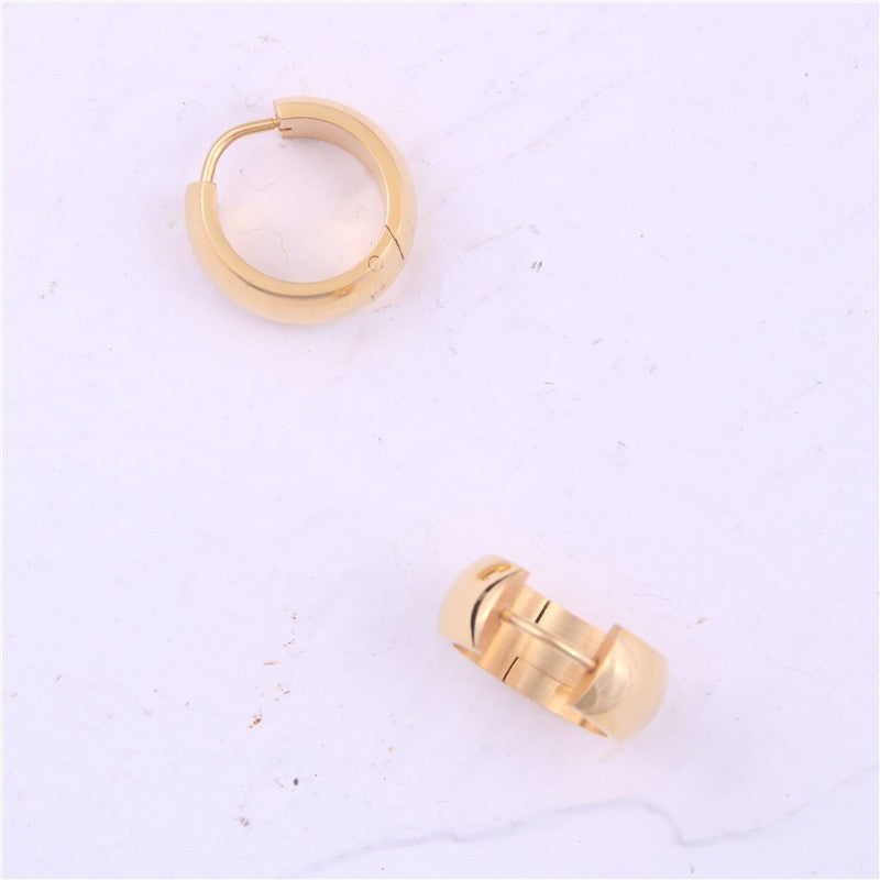 Titanium Steel Gold-plated Simple Fashion Circle Earrings