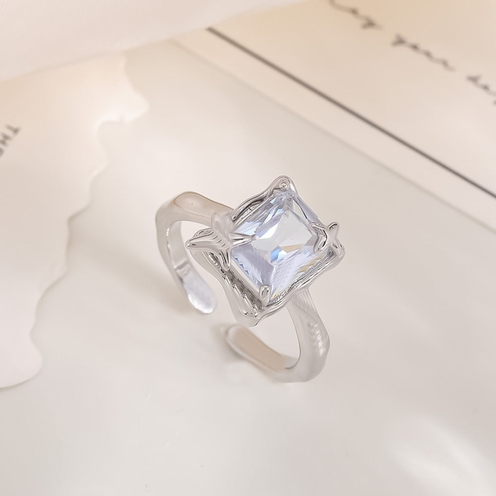 Women's Open-end Zircon Fashionable Classy Simple Cold Feeling Goddess Rings