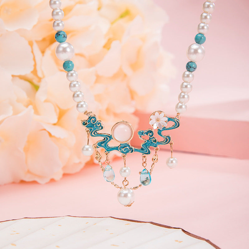 Ming Tang Style Skirt Retro Pearl Necklace