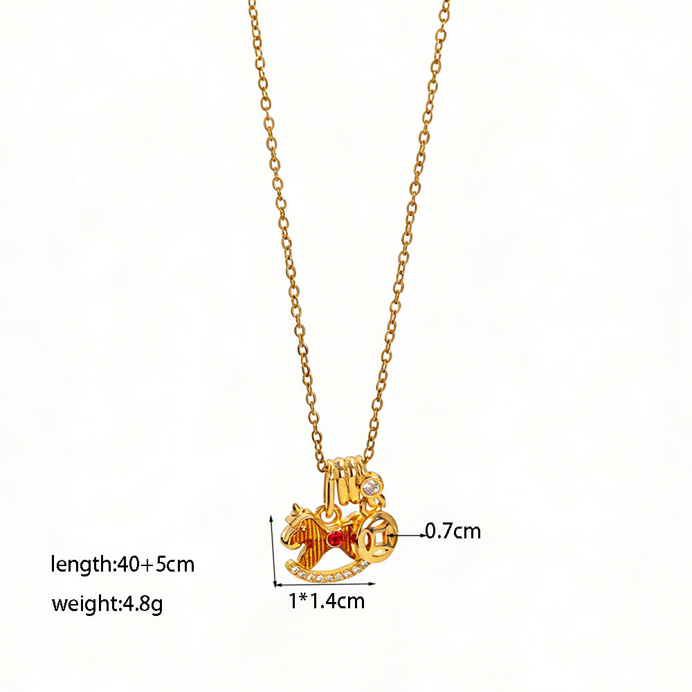 Women's Micro Inlaid Zircon Sun Star Moon Zodiac Clavicle Necklace