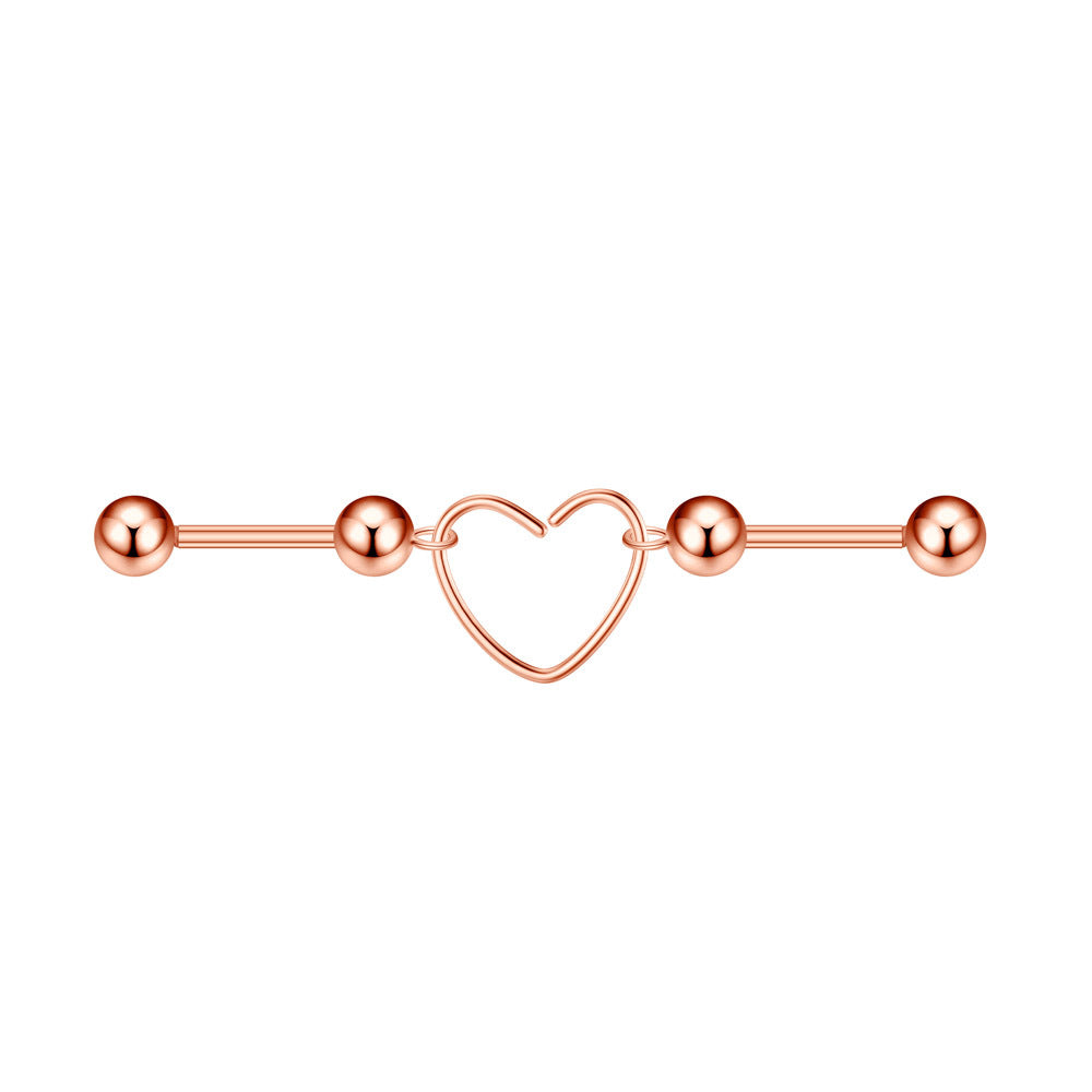 Heart Barbell Ear Soft Bone Nail Screw Tightening Stud Earrings