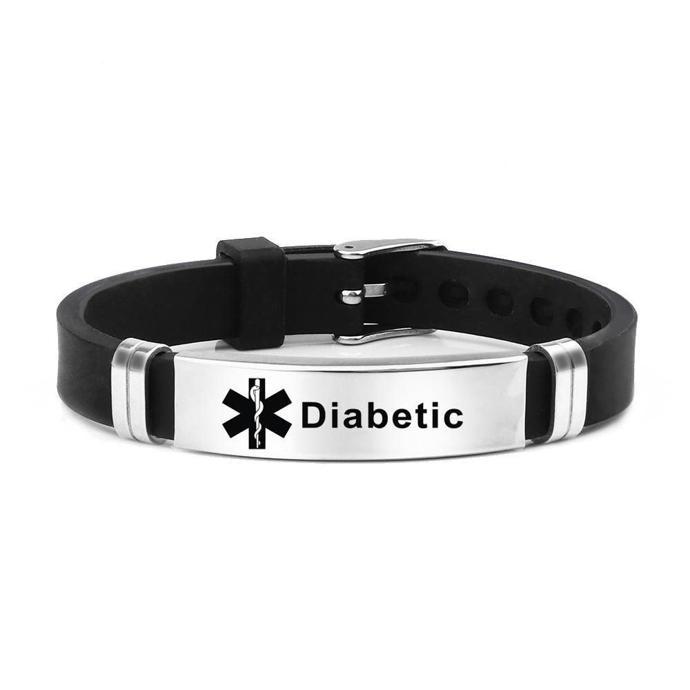 Warning Words Adjustable Sports Stainless Steel Life Star Medical Bracelet