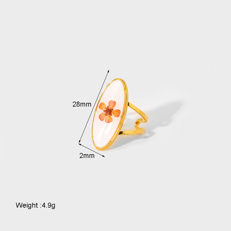 Flower Series Stainless Steel Adjustable Gold Ring