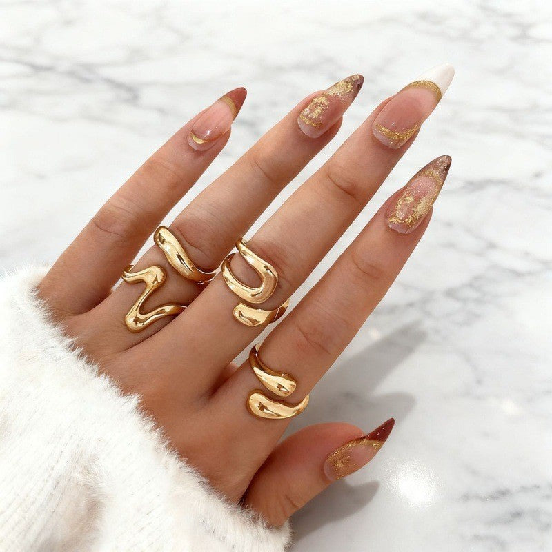 Hand Vintage Metal Geometry Irregular Diamond Ring