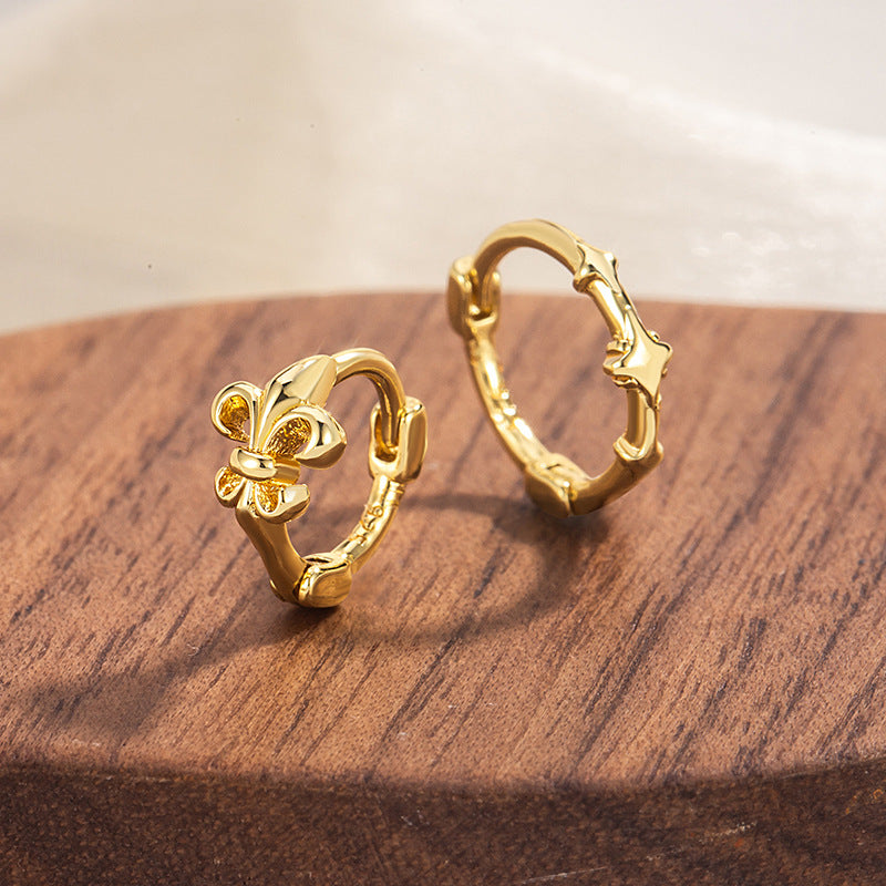 Women's & Men's Asymmetric Flower-de-luce Niche Unique Design Eardrops Ear Buckle