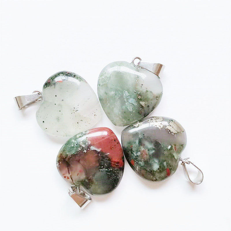 Stone Love Crystal Agate Heart Peach Pendants