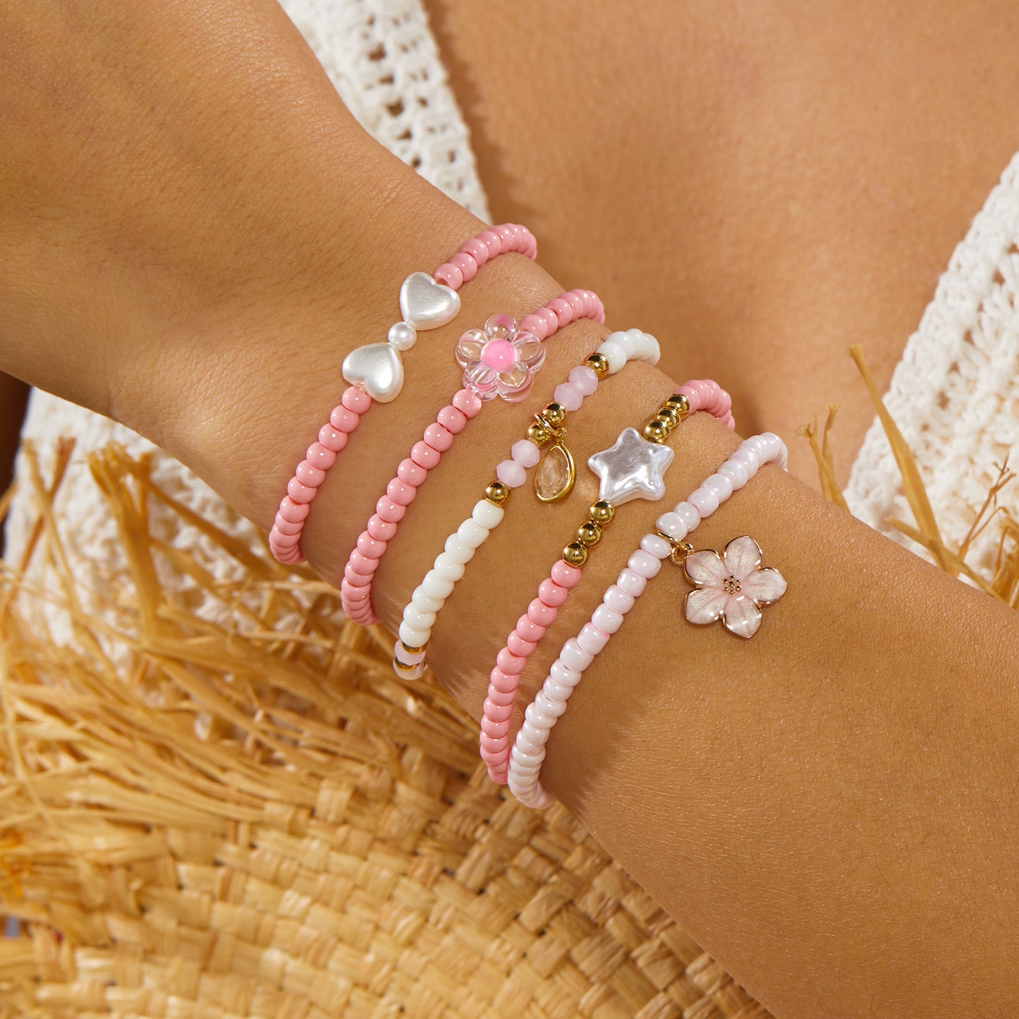 Summer Vacation Style Twin Starfish Fishtail Female Creative Bracelet