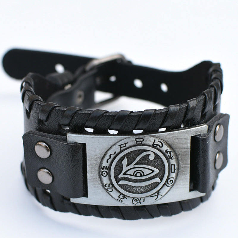 Men's Retro Viking Totem Leather Wolf Head Bear Claw Gossip Lucky Bracelet