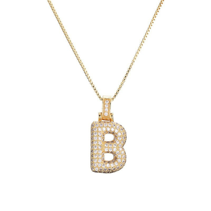 Balloon English Letter Female Inlaid Zircon Necklaces