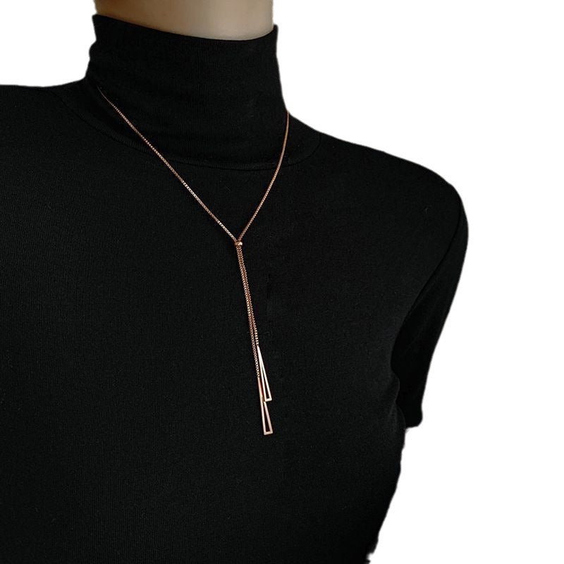 Women's Style Triangle Sweater Chain Metallic Niche Necklaces