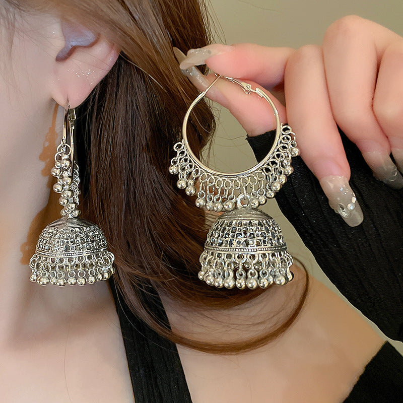 Women's Phoenix Crescent Tassel Niche Retro Design Earrings