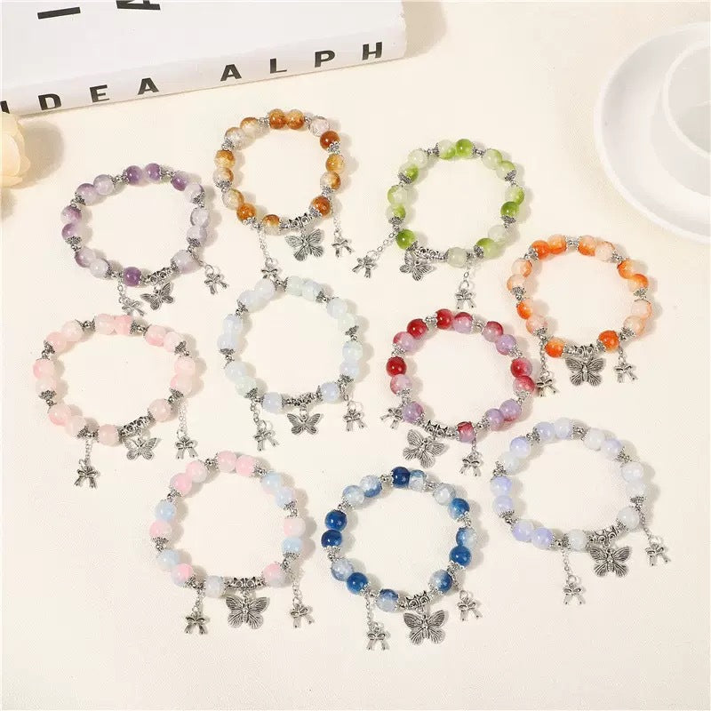 Mori Style Star Sea Antique Sier Butterfly Beaded Bracelets