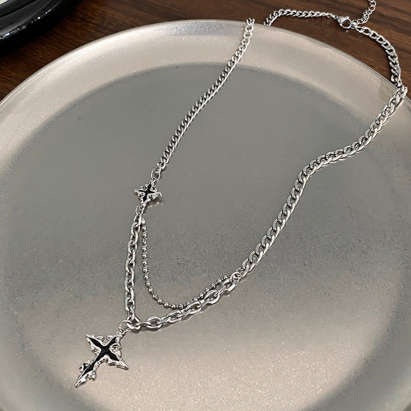 Cross Boys Niche Personality Stitching Chain Design Pendants