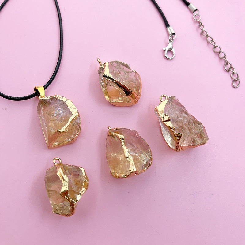 Edging Gilding With Shape Citrine Pink Pendants