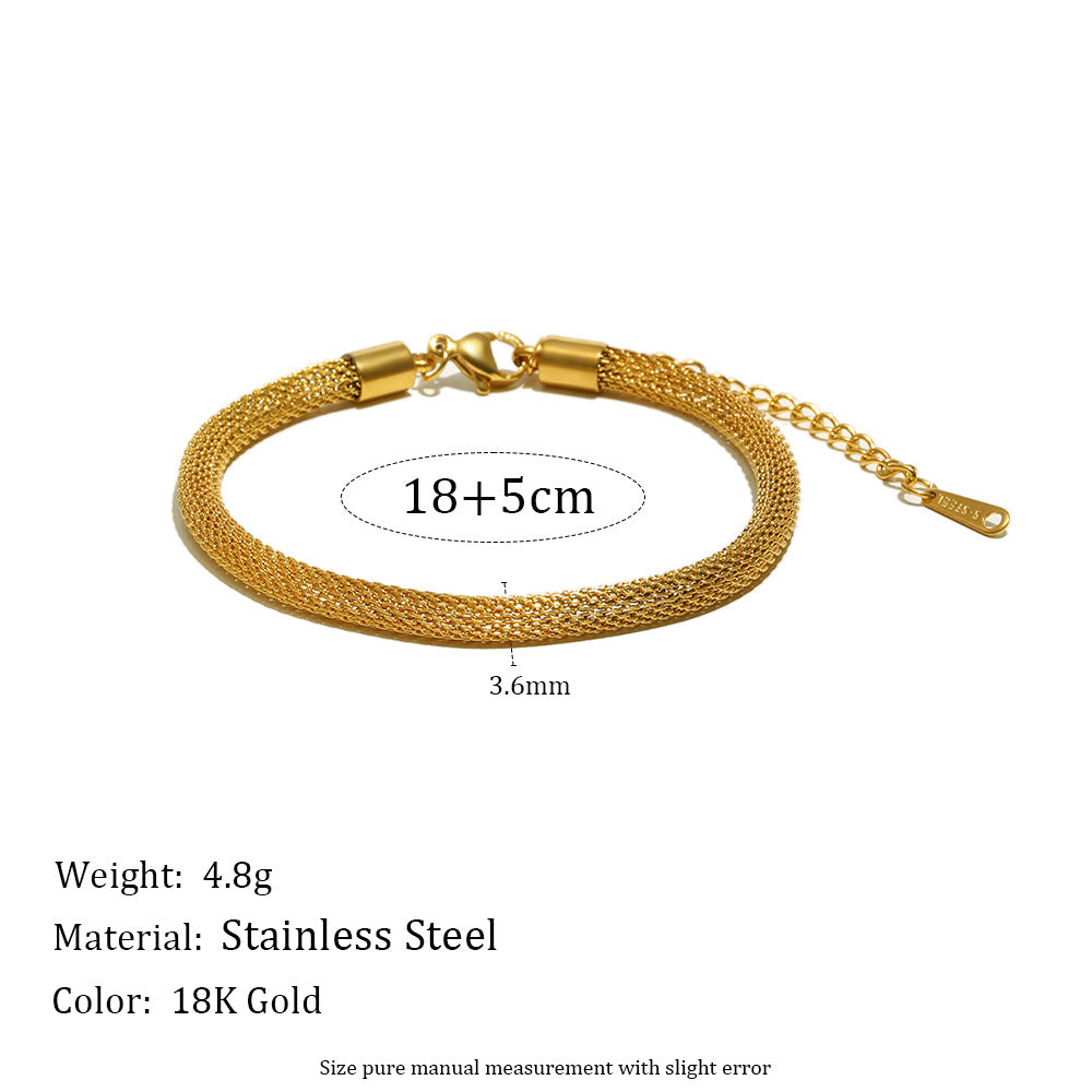 Niche Design Stainless Steel Gold-plated Simple Round Bracelet