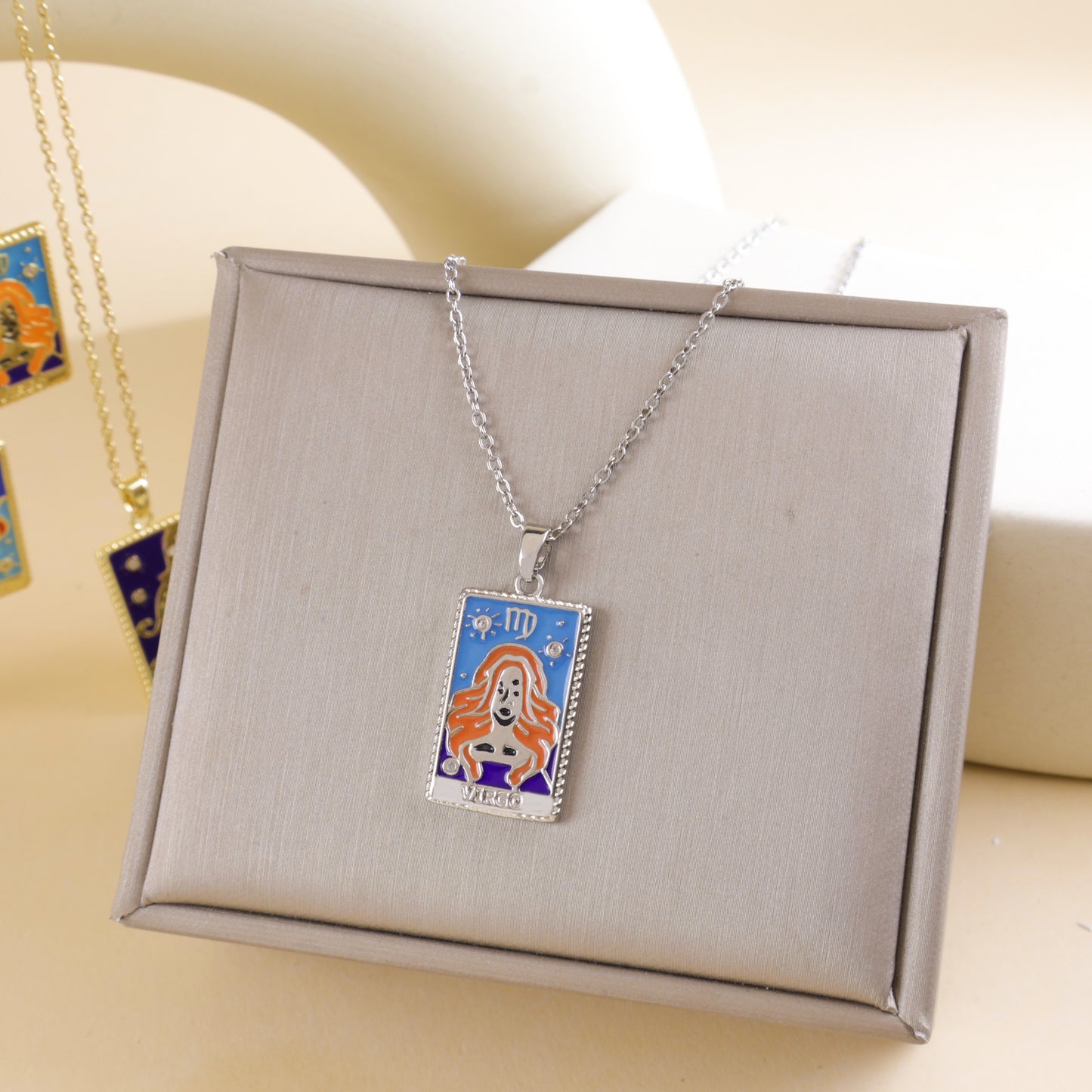 Drop Oil Relief Square Plate Female Minority Necklaces