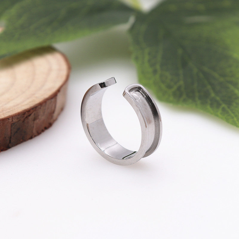 Stainless Steel Open Veneer Couple Gift Rings