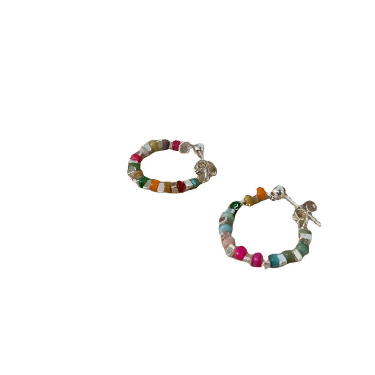 Women's Personality Sier Color Beaded For Light Luxury Minority Advanced Earrings