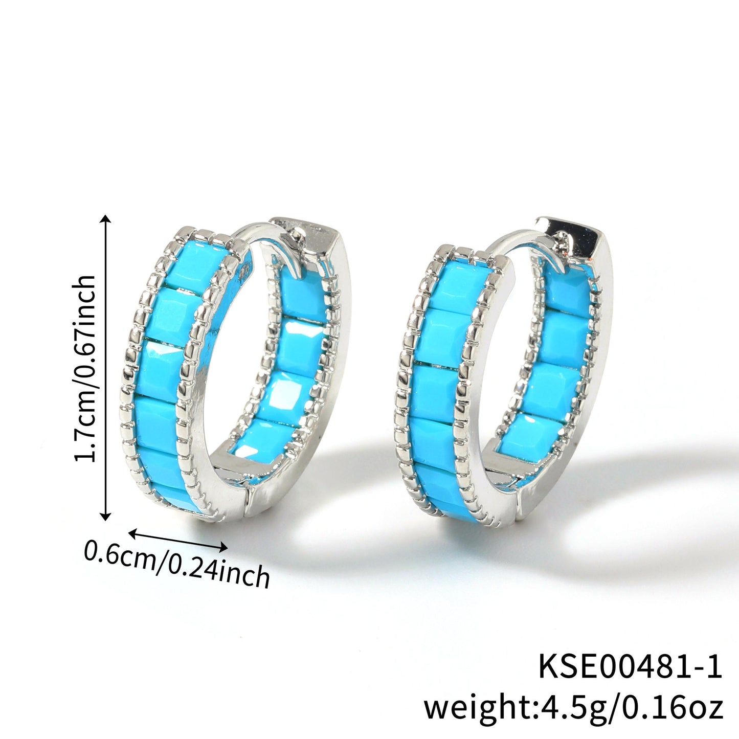 Color Square Zircon Shaped Clip Optional Fashion Full Diamond Ear Buckle
