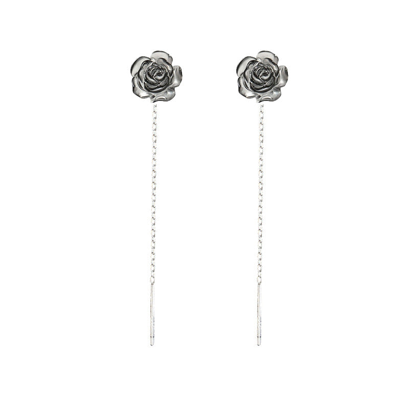 Transparent Colorful Rose Simple Niche Commuter Style Temperamental Lady Gentle Stud Earrings