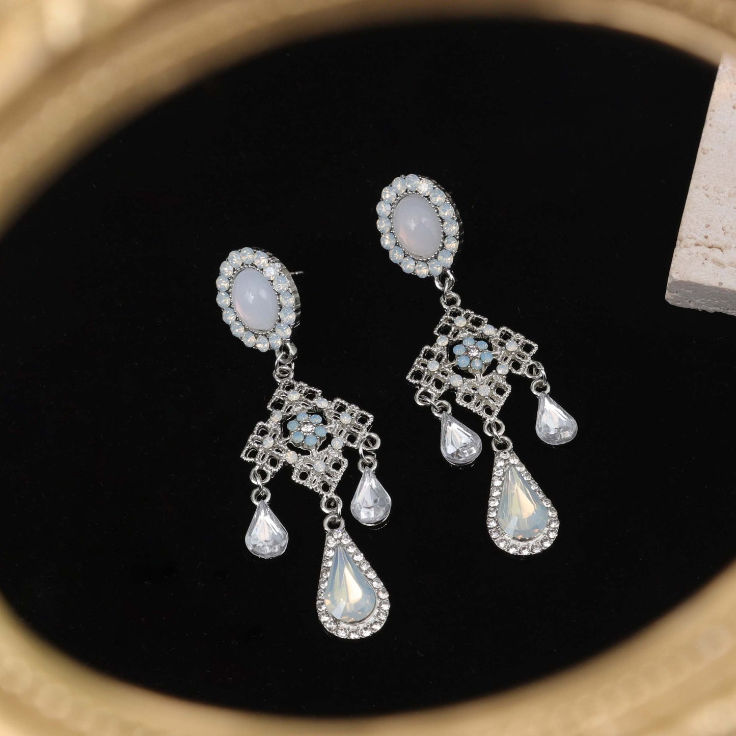Diamond Butterfly Flower Pearl Graceful Fashionable Long Earrings