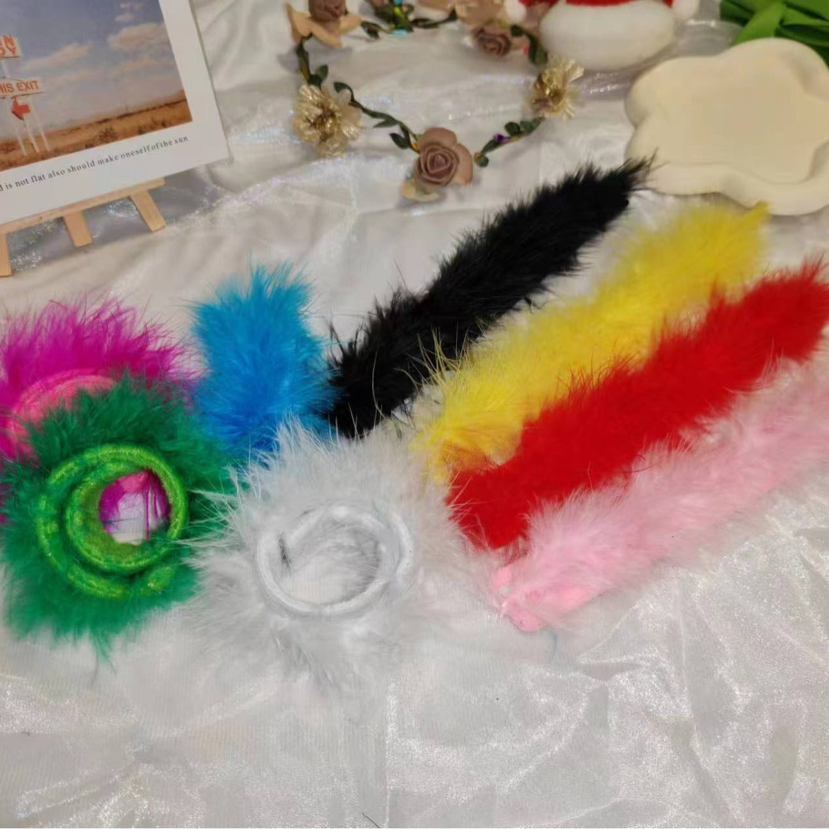Color Turkey Feather Pop Fur Headdress Gift Bracelets