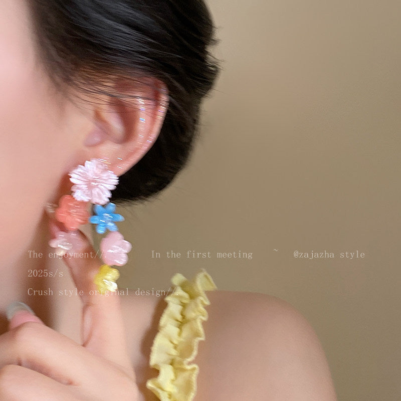 Women's For Spring Unique Beautiful Sweet Contrast Color Eardrops Colorful Exaggerated Earrings