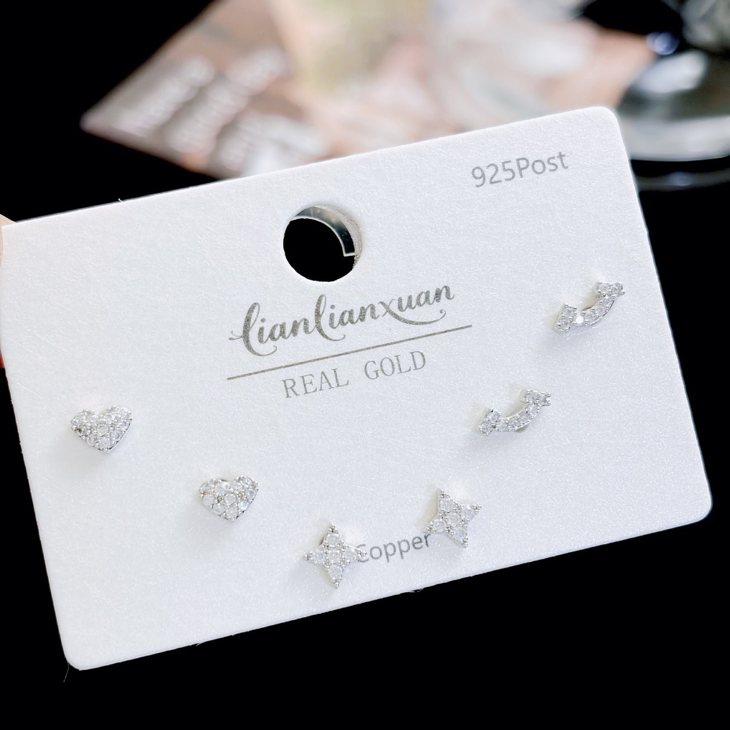 Women's Needle Simple Series Three Pairs Storage Ear Rings