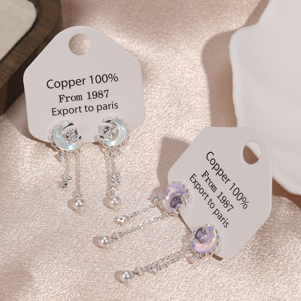 Women's Star Ear Sterling Sier Vintage Mori Style Zircon Niche Moonstone Stud Earrings