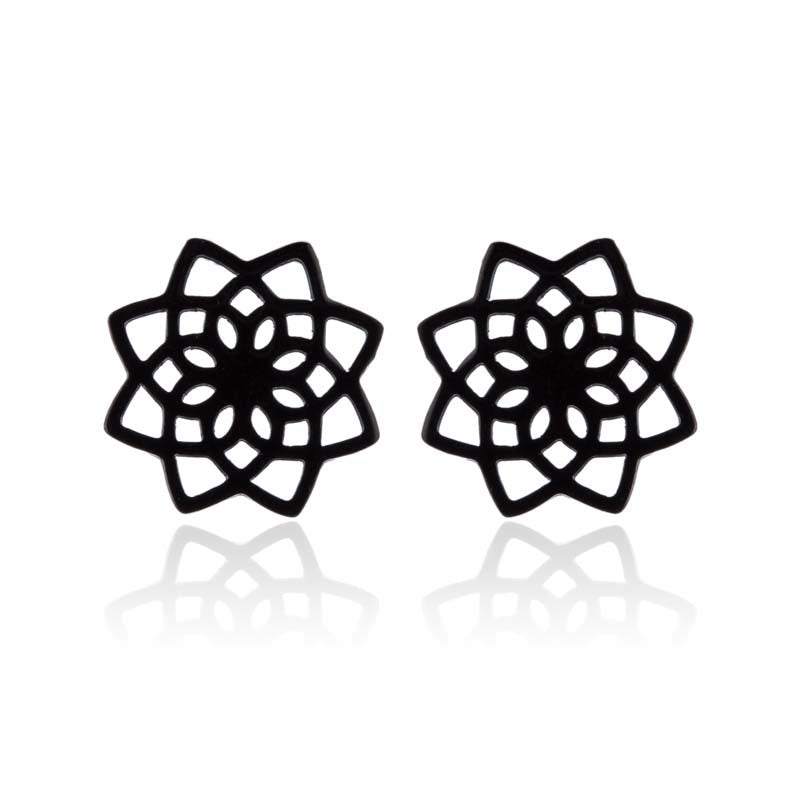 Lotus Ear Bone Hollow Origami Stainless Stud Earrings