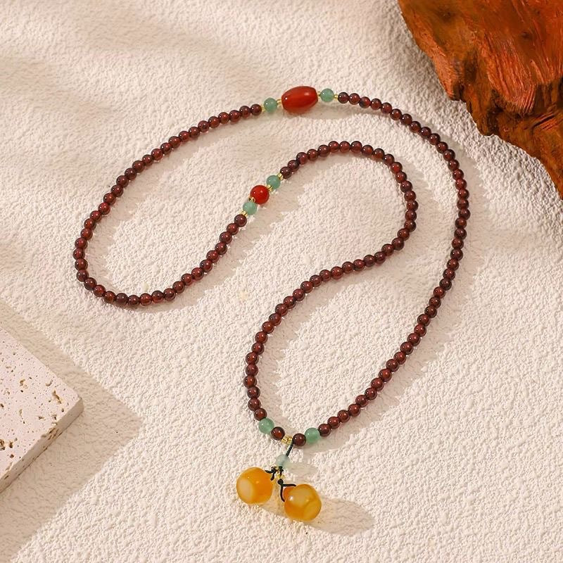 Chinese Natural Garnet Red Agate Twin Three-circle Female High Sense Bracelet