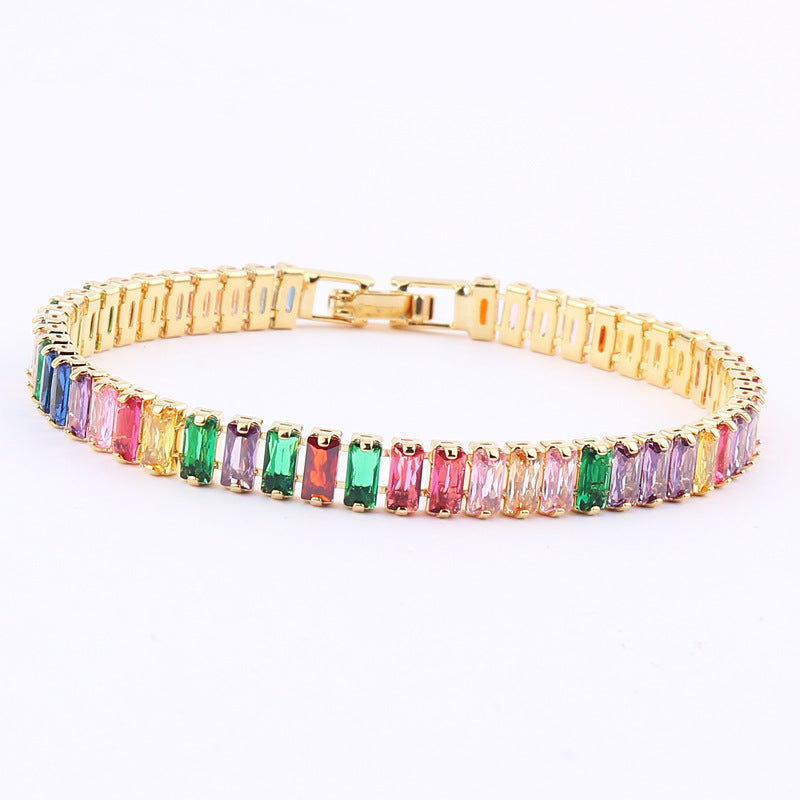 Women's Colorful Solid Color Zircon Full Diamond Bracelet