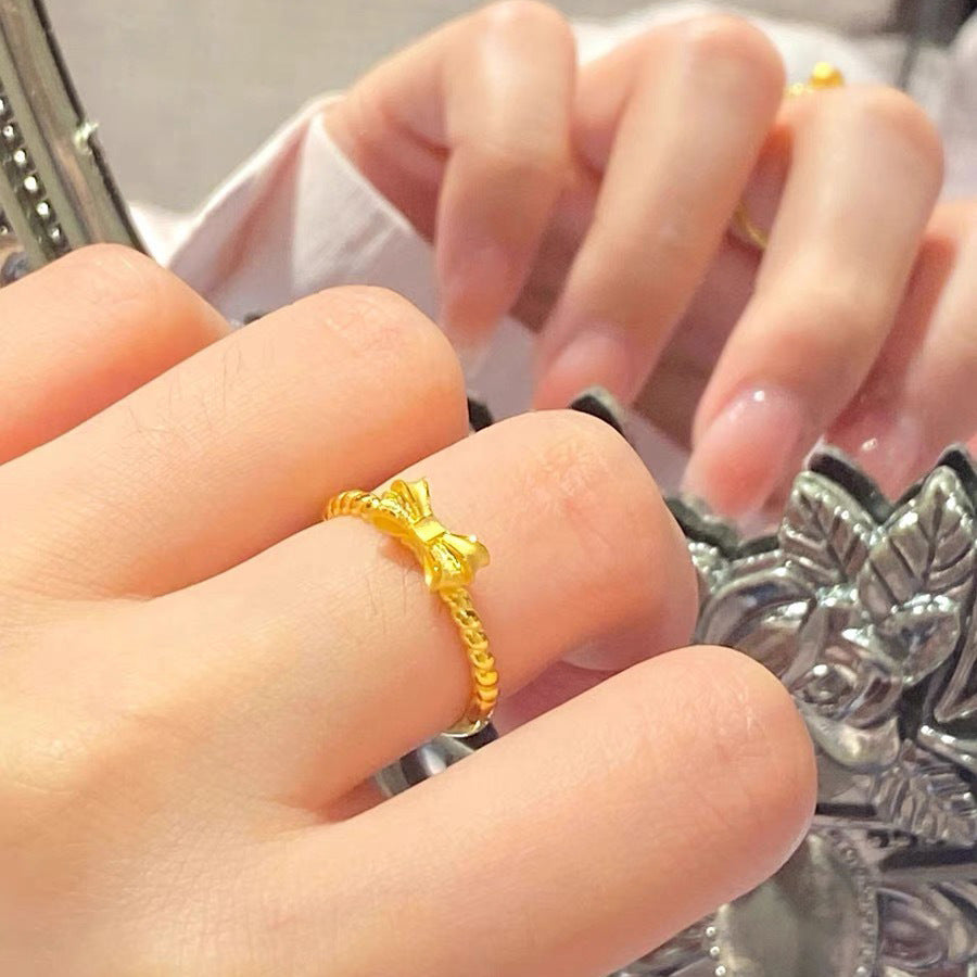 Bends Hitches Gilded Design High-grade Gold Rings