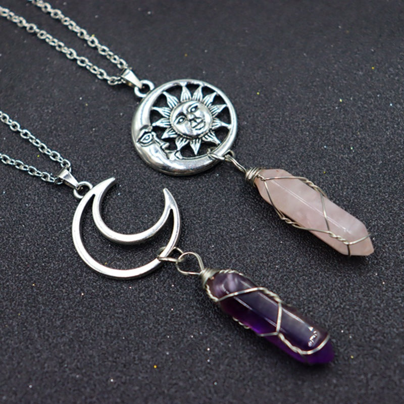 Natural Stone Pink Crystal Amethyst Agate Pendants