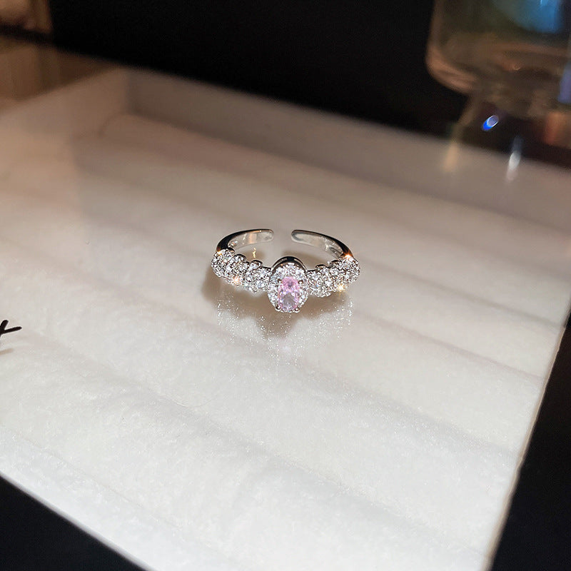 Women's Shining Diamond Snake-shaped Sier Open Advanced Texture Simple Trendy Cool Ring