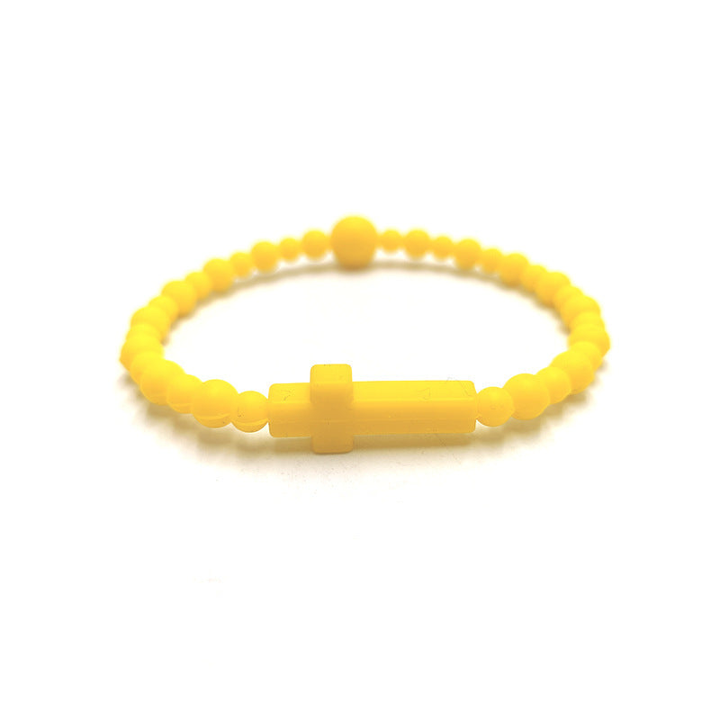 Fashion Macaron Color Series Cross Silicone Simple Bracelet