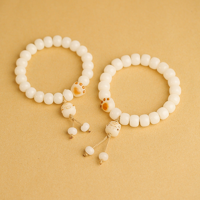 Cat Bodhi Root Female Natural White Jade Seed Pliable Temperament Bracelets