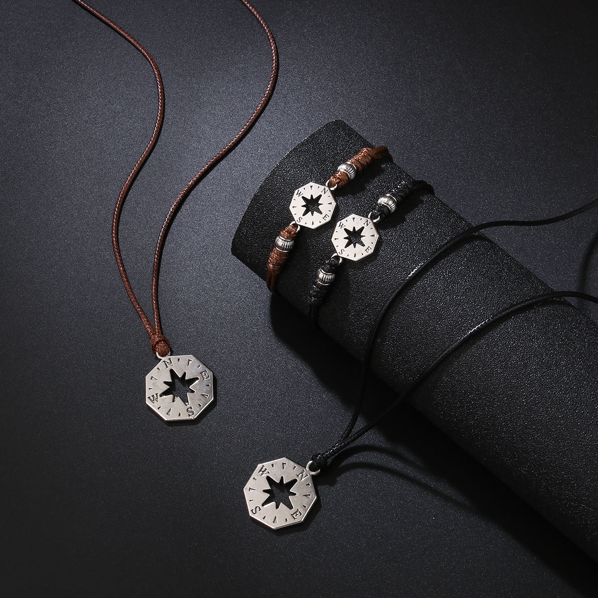 Lettering Five-pointed Star Personality Handmade Woven Pattern Carrying Bracelet