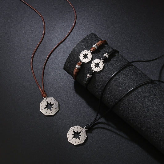 Lettering Five-pointed Star Personality Handmade Woven Pattern Carrying Bracelet