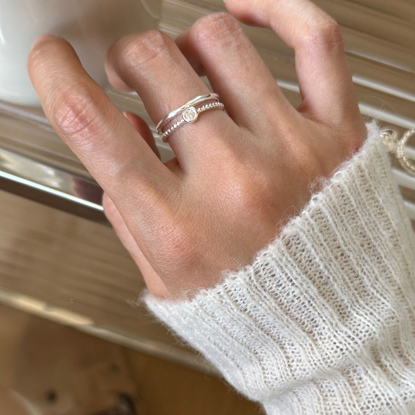Women's Entire Sterling Sier Pearl Design High-grade Sense Rings