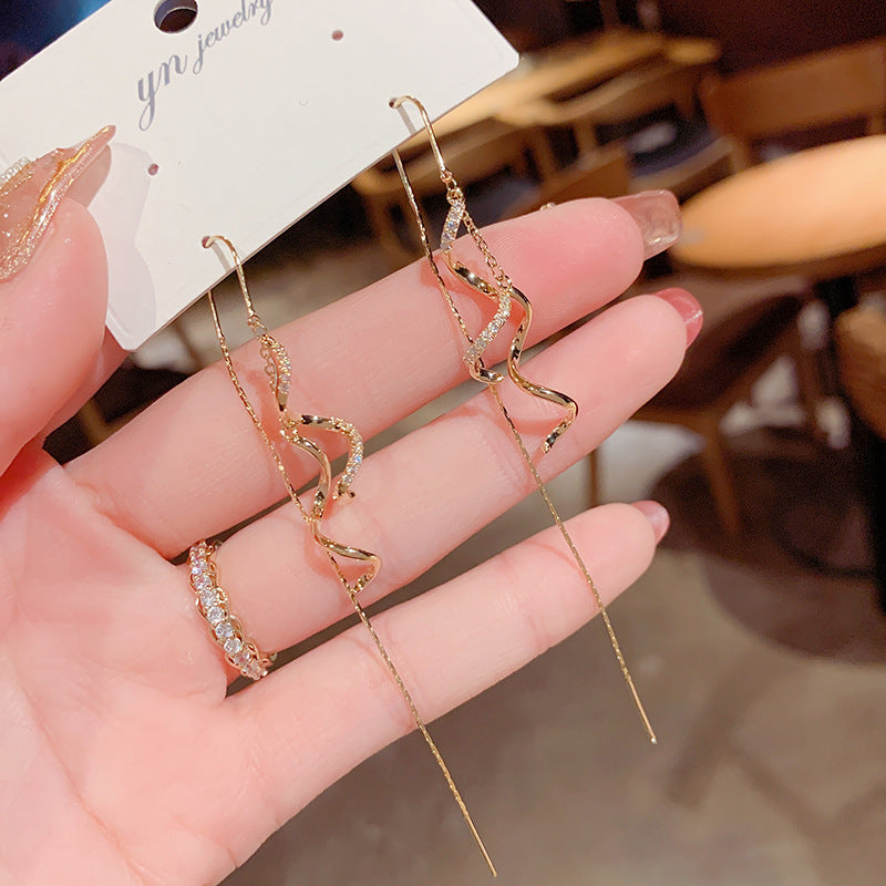 Women's Zircon Spiral Tassel Fashion Personalized Long Rings