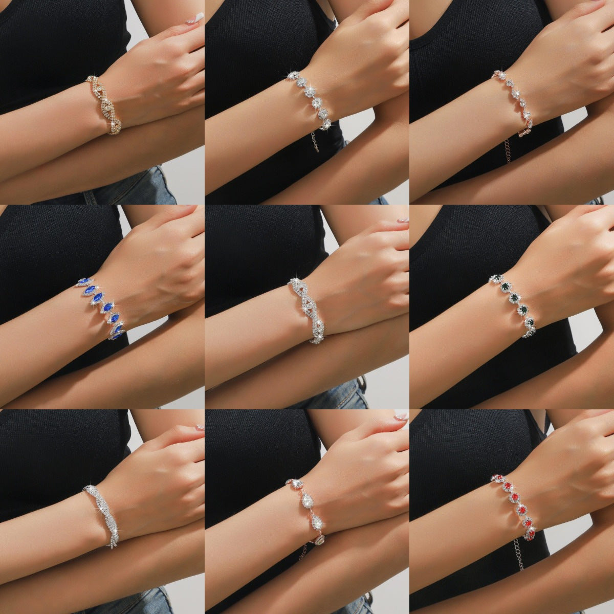 Claw Chain Geometric Full Diamond Rhinestone Simple Bracelets